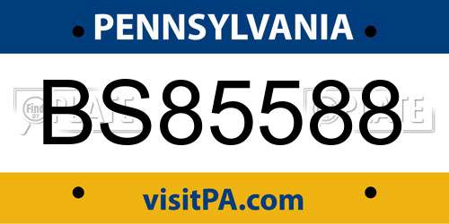 BS85588 Pennsylvania License Plate