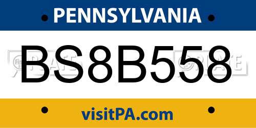 BS8B558 Pennsylvania License Plate