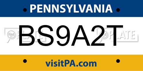 BS9A2T Pennsylvania License Plate