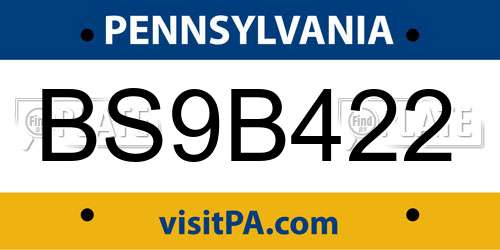 BS9B422 Pennsylvania License Plate