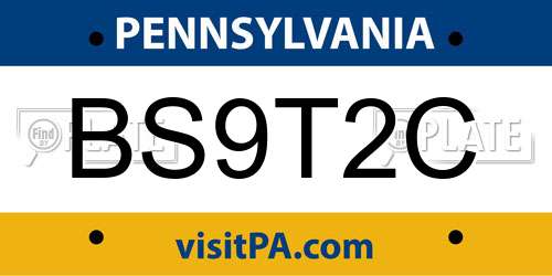 BS9T2C Pennsylvania License Plate