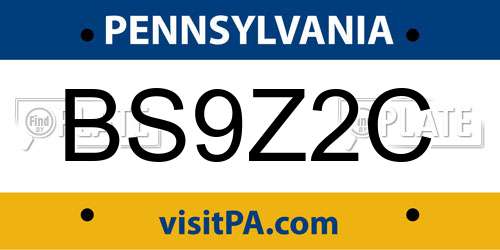 BS9Z2C Pennsylvania License Plate