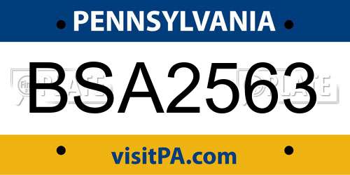 BSA2563 Pennsylvania License Plate