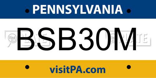 BSB30M Pennsylvania License Plate