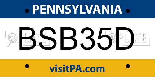 BSB35D Pennsylvania License Plate