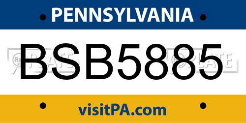 BSB5885 Pennsylvania License Plate
