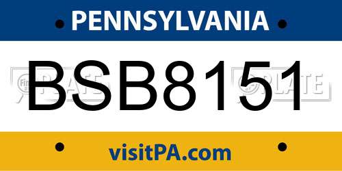 BSB8151 Pennsylvania License Plate