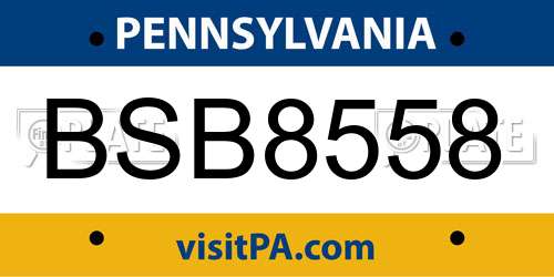 BSB8558 Pennsylvania License Plate