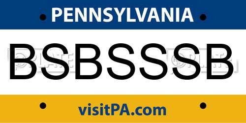 BSBSSSB Pennsylvania License Plate