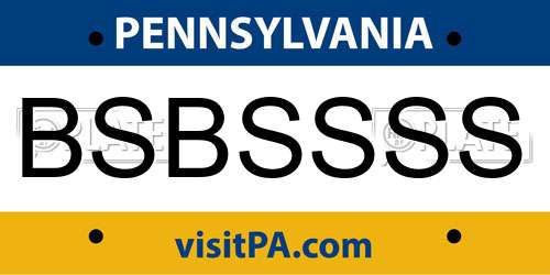 BSBSSSS Pennsylvania License Plate