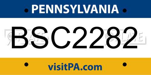 BSC2282 Pennsylvania License Plate