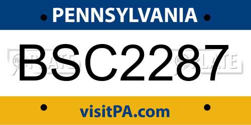 BSC2287 Pennsylvania License Plate