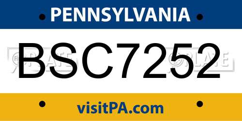 BSC7252 Pennsylvania License Plate