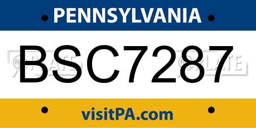 BSC7287 Pennsylvania License Plate