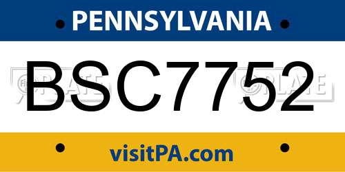 BSC7752 Pennsylvania License Plate