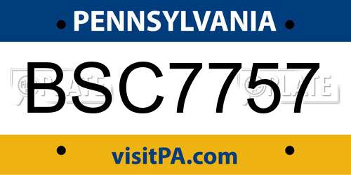 BSC7757 Pennsylvania License Plate