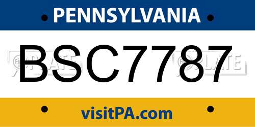 BSC7787 Pennsylvania License Plate