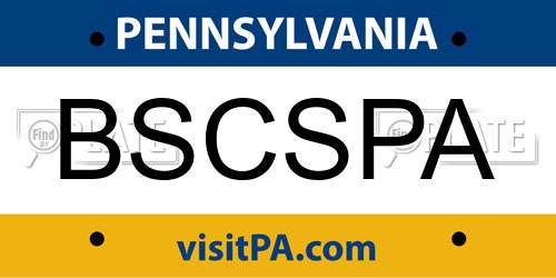 BSCSPA Pennsylvania License Plate