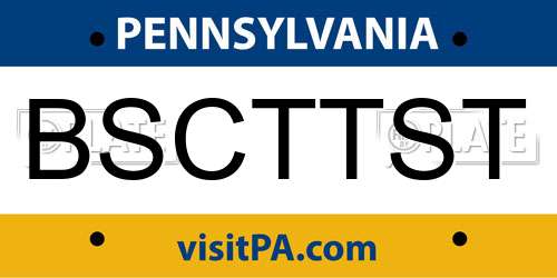 BSCTTST Pennsylvania License Plate