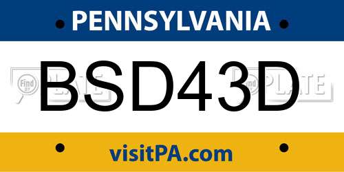 BSD43D Pennsylvania License Plate