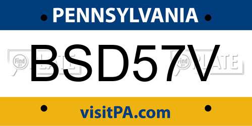 BSD57V Pennsylvania License Plate