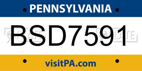 BSD7591 Pennsylvania License Plate