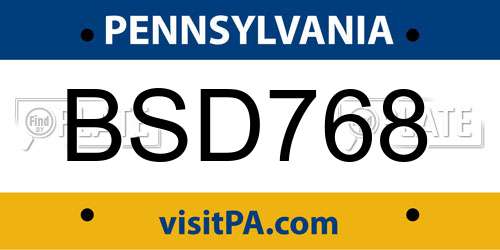 BSD768 Pennsylvania License Plate