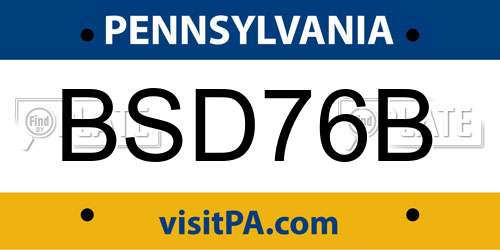 BSD76B Pennsylvania License Plate