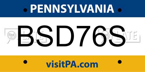 BSD76S Pennsylvania License Plate