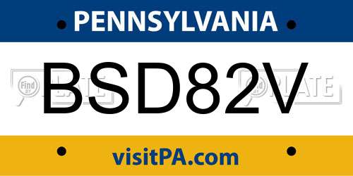 BSD82V Pennsylvania License Plate