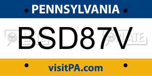 BSD87V Pennsylvania License Plate