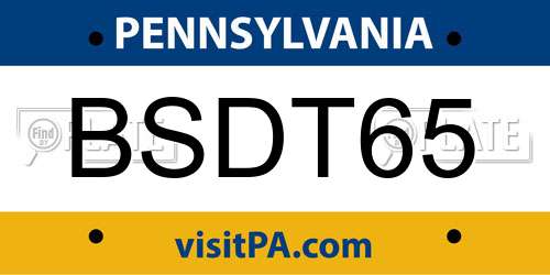 BSDT65 Pennsylvania License Plate