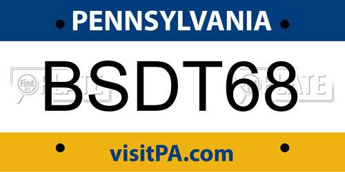 BSDT68 Pennsylvania License Plate