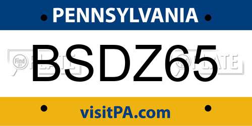 BSDZ65 Pennsylvania License Plate