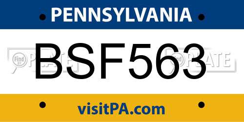 BSF563 Pennsylvania License Plate