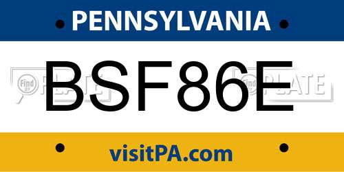 BSF86E Pennsylvania License Plate