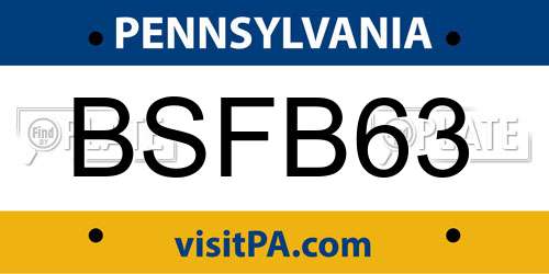 BSFB63 Pennsylvania License Plate