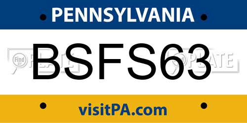 BSFS63 Pennsylvania License Plate