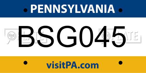 BSG045 Pennsylvania License Plate