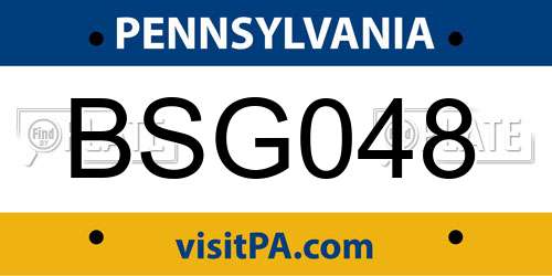 BSG048 Pennsylvania License Plate