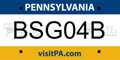 BSG04B Pennsylvania License Plate