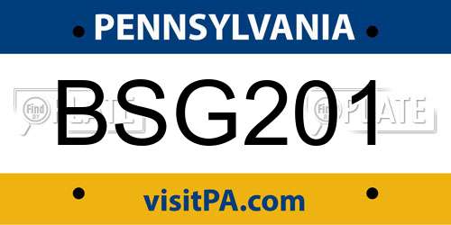 BSG201 Pennsylvania License Plate