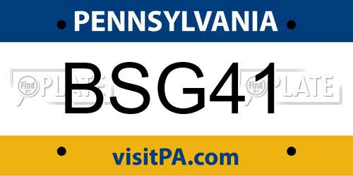 BSG41 Pennsylvania License Plate