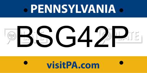 BSG42P Pennsylvania License Plate