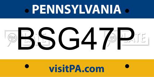 BSG47P Pennsylvania License Plate