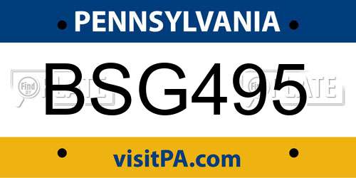 BSG495 Pennsylvania License Plate