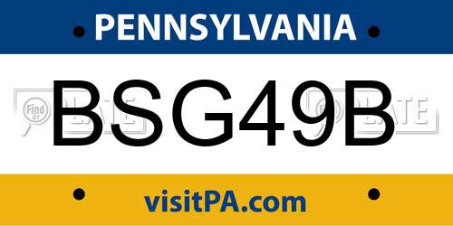 BSG49B Pennsylvania License Plate