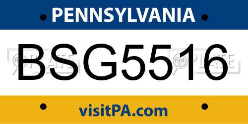 BSG5516 Pennsylvania License Plate