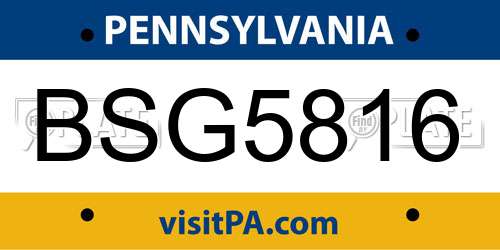 BSG5816 Pennsylvania License Plate