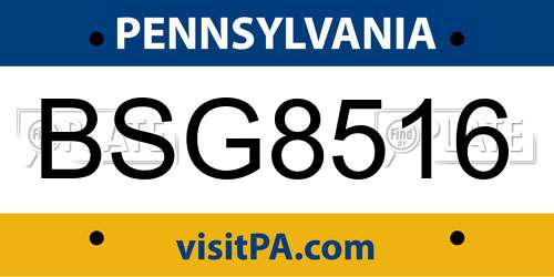 BSG8516 Pennsylvania License Plate
